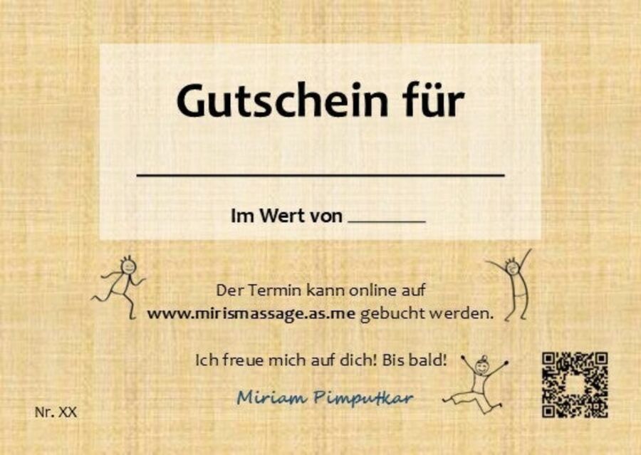 Geschenkgutschein, Rückseite mit Platz für Namen und Wert
